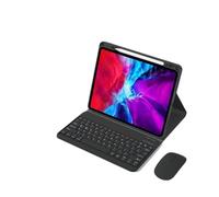 JiuRui Accessoires, Étui de Protection en Cuir for Tablette, Clavier QWERTY, Fente for Stylet, Compatible avec Huawei Matepad SE11 Pouces 2024 Universel(Black+Keyboard+Mouse)