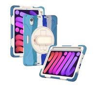 JiuRui Accessori, 360° Ratating Hand Strap Rainbow Drop-Proof Protective Case Compatible with iPad Air 13 inch 2024-2025 Universal(Vibrant Blue (no Straps))