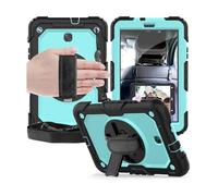 JiuRui Accessori, Anti Drop Silicone Shell with Shoulder Strap, Tablet Protective Case Suitable for iPad air 11 2025 model/air4/5/6-10.9 inches Universal(Black+Sky Blue)