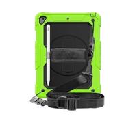 JiuRui Accessori, Anti Drop Silicone Shell with Shoulder Strap, Tablet Protective Case Suitable for iPad air 11 2025 model/air4/5/6-10.9 inches Universal(Yellow Green+Black)