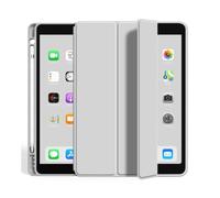 JiuRui Accessori, Detachable Tri-Fold Smart Cover with Pencil Slot, Flip PU Stand Case Compatible with iPad 7/8/9 10.2 inches(Gray White)
