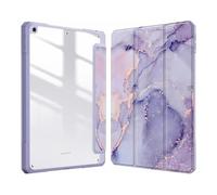 JiuRui Accessori, Painted Protective Cover with Pen Slot, Acrylic Marble Texture Shell Suitable for iPad AIR 11 inch (M2/M3)(Purple Marble)