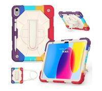 JiuRui Accessori, Shoulder Strap Protective Case, Horizontal and Vertical Bracket Silicone Cover Suitable for iPad Mini 7 2024/mini6 2021 8.3 inches(Colorful Red)