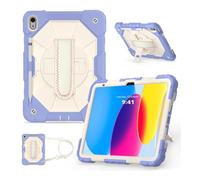 JiuRui Accessori, Shoulder Strap Protective Case, Horizontal and Vertical Bracket Silicone Cover Suitable for Samsung Galaxy Tab S7/S8/S9/S9FE-11 inch(Purple Beige)