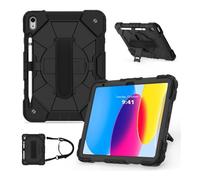 JiuRui Accessori, Shoulder Strap Protective Case, Horizontal and Vertical Bracket Silicone Cover Suitable for iPad 11 Generation 2025(Noir)