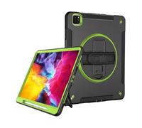 JiuRui Anti-Fall Silicone Shell, Strap and Shoulder Protective Cover Suitable for iPad Air 11 inch-2024/2025(Black+Green (Bracelet))