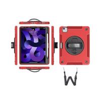 JiuRui Anti-Fall Silicone Shell, Strap and Shoulder Protective Cover Suitable for iPad Pro 11 inch-2024/2025(Red (Bracelet+Strap))