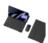 JiuRui Tablettes Accessoires, Clavier Amovible Standard/rétroéclairé, étui de Protection à Rabat en Cuir Compatible avec Redmi Pad SE 11 Pouces(Black+Keyboard+Mouse)