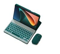 JiuRui Tablettes Accessoires, Clavier détachable, étui de Protection à Rabat en Cuir Compatible avec Xiaomi Pad 5/5Pro 11 Pouces(Mint Green+Backlit KB+Mouse)