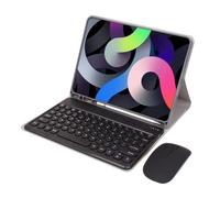 JiuRui Tablettes Accessoires, Clavier et Souris Ronds détachables, étui en Cuir PU et TPU Compatible avec Samsung Galaxy Tab A9 Plus 11 Pouces SM-X216/X218(Black+Keyboard)