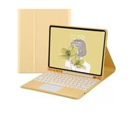 JiuRui Tablettes Accessoires, Clavier Tactile détachable avec Touches Rondes, étui de Protection à Rabat en Cuir Compatible avec Samsung Galaxy Tab S9 Ultra (14,6 Pouces)(Jaune)