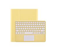JiuRui Tablettes Accessoires, Étui Clavier Amovible avec pavé Tactile et Emplacement for Stylet, Coque à Rabat en Cuir PU Compatible avec iPad 10.2 9e 2021(Yellow+Yellow Keyboard)