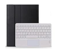 JiuRui Tablettes Accessoires, Étui Clavier Amovible avec pavé Tactile et Emplacement for Stylet, Coque à Rabat en Cuir PU Compatible avec iPad 10.2 9e 2021(Black+White Keyboard)