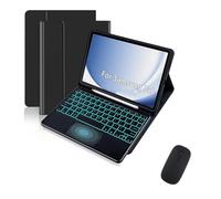JiuRui Tablettes Accessoires, Étui de Protection à Rabat en Cuir avec Clavier rétroéclairé Amovible, Compatible avec Samsung Galaxy Tab S8 11 Pouces X700/X706(Black+Keyboard+Mouse)