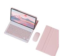 JiuRui Tablettes Accessoires, Étui de Protection en Cuir à Rabat avec Clavier Amovible rétroéclairé et Compatible avec la Tablette Huawei MatePad Pro 12,2 Pouces(Pink+Keyboard+Mouse)