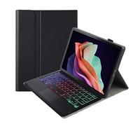 JiuRui Tablettes Accessoires, Housse de Protection for Tablette avec Clavier, étui en Cuir PU et TPU Compatible avec Lenovo Tab M11 11 Pouces TB330FU/TB330XU 2024(Black+Backlit Keyboard)