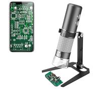 Jiusion Microscope Numérique Portatif WiFi USB, Grossissement sans Fil 50 à 1000X Caméra 4K 3840 x 2160P 8 LED avec Support en Métal pour iPhone iPad Android Mac Windows Linux Chrome