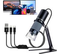 Jiusion Microscope Portable numérique 1080P USB, 50 à 1000X Endoscope Full HD 1920x1080P Caméra 8 LED avec Support métallique pour iPhone iPad Android Mac Windows Linux Chrome