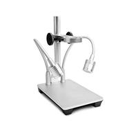 Jiusion Mis à Jour avec 2 Lampes Microscope Numérique Universel Réglable Professionnel Base Support Stand Support De Bureau pour Max 3,5cm De Diamètre Microscope USB Numérique Argenté