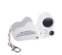 Jiusion Portable LED Éclairé Loupe 30X 60X À Double Lentille pour Bijoux et Yeux - Micro Microscope avec Porte-clés et Longe