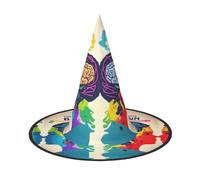JIUTY Avantage du cerveau gauche et droit - Impression 2 pièces - Casquette de sorcière pour cosplay - Chapeau de fête d'Halloween - Accessoire de costume de sorcière pour fête d'Halloween