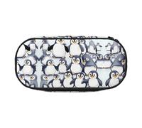 JIUTY Beaucoup de jolis bébés pingouins esquisses mignons esthétiques grande capacité fermeture éclair trousse stylo organisateur de bureau portable pour adultes, Noir , Taille unique, Organiseur de