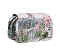JIUTY Belle trousse à crayons de grande capacité avec impression Tour Eiffel Paris pour enfants avec double couche pour l'école, le bureau, l'université, Noir , Taille unique, Organiseur de sac