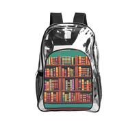 JIUTY Bibliothèque Bibliothèque Imprimée Sac à dos de sécurité transparent en PVC Sac à dos d'école Sac à dos Voyage Poche latérale Maille Utilitaire Moderne