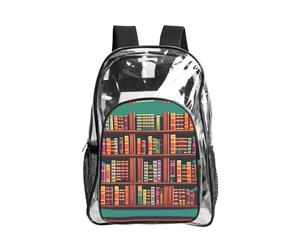 JIUTY Bibliothèque Bibliothèque Imprimée Sac à dos de sécurité transparent en PVC Sac à dos d'école Sac à dos Voyage Poche latérale Maille Utilitaire Moderne