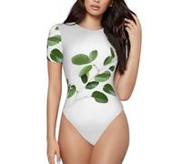 JIUTY Body à manches courtes avec col brindille et vert naturel pour femme