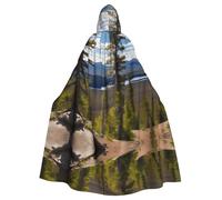 JIUTY Cape à capuche économique pour adulte avec impression de pin et de pin - 145 cm de long - Parfaite pour Halloween, danses