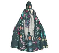 JIUTY Cape à capuche économique pour adulte avec imprimé floral alpaga, 145 cm de long, parfaite pour les fêtes d'Halloween, les danses