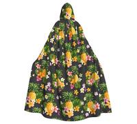 JIUTY Cape à capuche économique pour adulte, motif ananas tropical, 145 cm de long, parfaite pour les fêtes d'Halloween, les danses