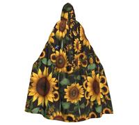 JIUTY Cape à capuche économique pour adulte Motif tournesol et papillons 145 cm de long, parfait pour les fêtes d'Halloween, les danses