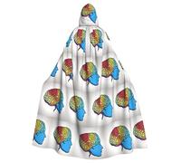 JIUTY Cape à capuche en polyester cerveau gauche et droit pour adulte pour fête, cosplay, bal masqué