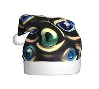 JIUTY Chapeau de Père Noël unisexe avec impression de nombreux mauvais yeux pour Noël, couvre-chefs épais, chapeaux de Noël, scène, Halloween, communauté