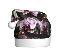 JIUTY Chapeau de Père Noël unisexe avec impression orchidées pour Noël, couvre-chefs épais, chapeaux de Noël, scène, Halloween, communauté