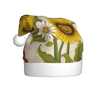 JIUTY Chapeau de Père Noël unisexe avec motif abeilles, tournesols, marguerites, roses et fleurs