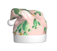 JIUTY Chapeau de Père Noël unisexe imprimé cactus pour Noël Chapeaux épais Chapeaux de Noël Scène Halloween Communauté
