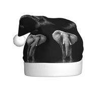JIUTY Chapeau de Père Noël unisexe imprimé éléphant gris 3D pour Noël Chapeaux de Noël Épais Chapeaux de Noël Scène Halloween Communauté
