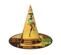 JIUTY Chapeau de sorcière 2 pièces avec impression femme africaine pour Halloween, accessoire de costume de sorcière pour fête d'Halloween