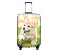 JIUTY Corgi Puppy Printing Grande housse de valise extensible avec impression double face, garde les bagages fermés, blanc, S