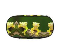 JIUTY Deux geckos adorables étuis à crayons esthétiques de grande capacité à fermeture éclair, organisateur de bureau portable pour adultes, noir, Jeden rozmiar, Organisateur de sac