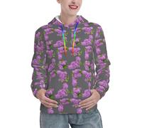 JIUTY Encadrement de fleurs lilas en fleur Sweat à capuche doublé pour femme avec poche avant et poches, Noir , XXL
