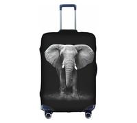 JIUTY Grande housse de valise extensible avec impression 3D éléphant gris avec impression double face, garde les bagages fermés, blanc, L