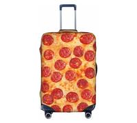 JIUTY Grande housse de valise extensible avec impression 3D Pizza Pepperoni avec impression double face, garde les bagages fermés, blanc, L
