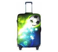 JIUTY Grande housse de valise extensible avec impression ballon de football cool avec impression double face, garde les bagages fermés, blanc, L