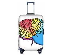 JIUTY Grande housse de valise extensible avec impression cerveau gauche et droite, avec impression double face, garde les bagages fermés, blanc, M