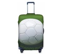 JIUTY Grande housse de valise extensible avec impression de ballon de football avec impression double face, garde les bagages fermés, blanc, L