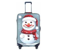 JIUTY Grande housse de valise extensible avec impression de bonhomme de neige Merry Christmas avec impression double face, garde les bagages fermés, blanc, L